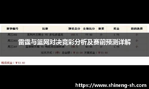 雷霆与篮网对决竞彩分析及赛前预测详解